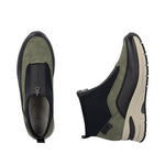 Rieker Wedge Front Zipper Ankle Boot Green/Black