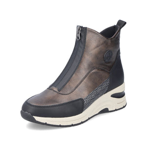 Rieker Front Zipper Boot Bronze/Black