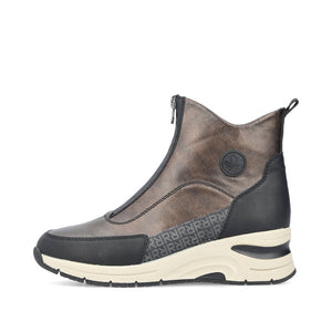 Rieker Front Zipper Boot Bronze/Black