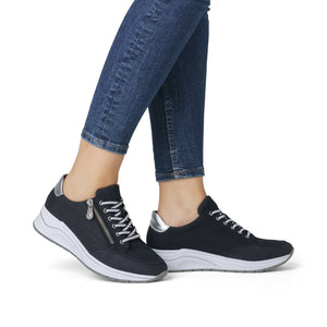 Rieker Wedge Zip Trainer Navy