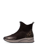 Rieker Front Zipper Ankle Boot Black/Dark Brown Antic