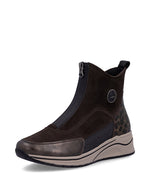 Rieker Front Zipper Ankle Boot Black/Dark Brown Antic