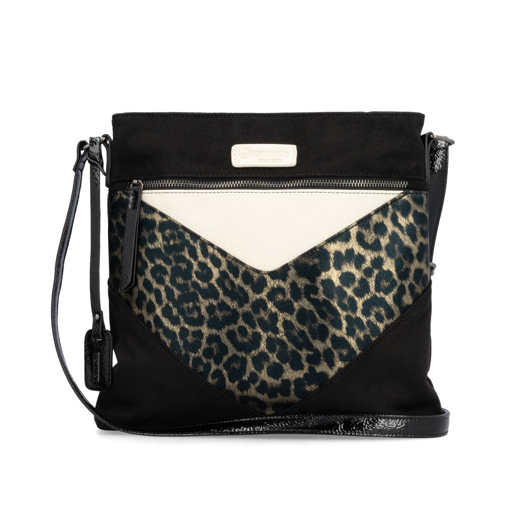 Remonte Large Shoulder Bag Black Leopard Print