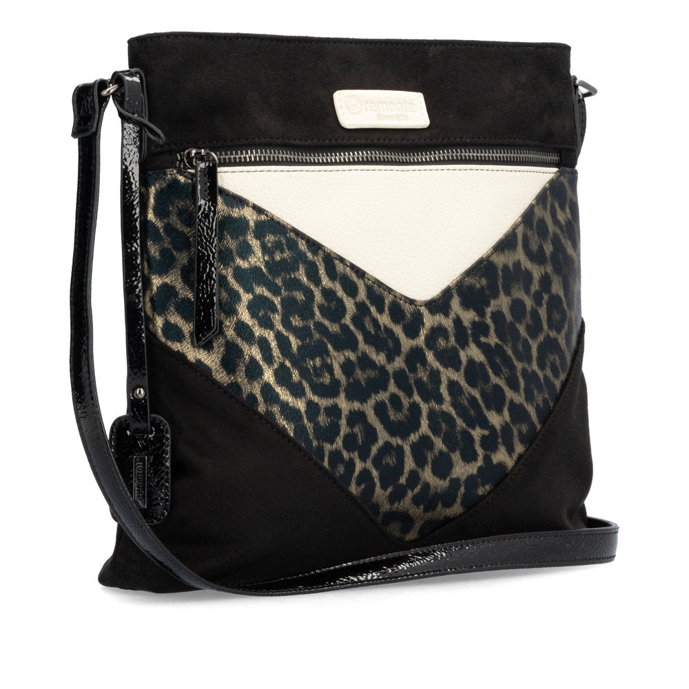 Remonte Large Shoulder Bag Black Leopard Print