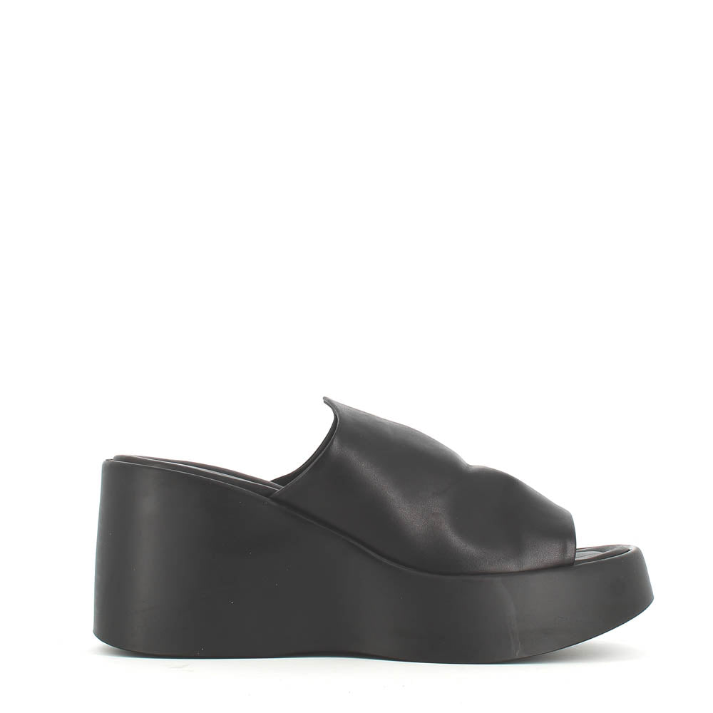 Cinders Edit High Leather Wedge Mule Black