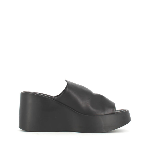 Cinders Edit High Leather Wedge Mule Black
