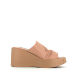 Cinders Edit High Leather Wedge Mule Nude