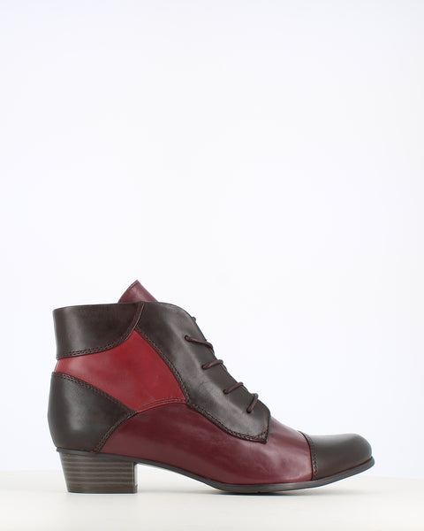 Regarde Le Ciel Stefany Patchwork Laced Ankle Boot Wine/Tan