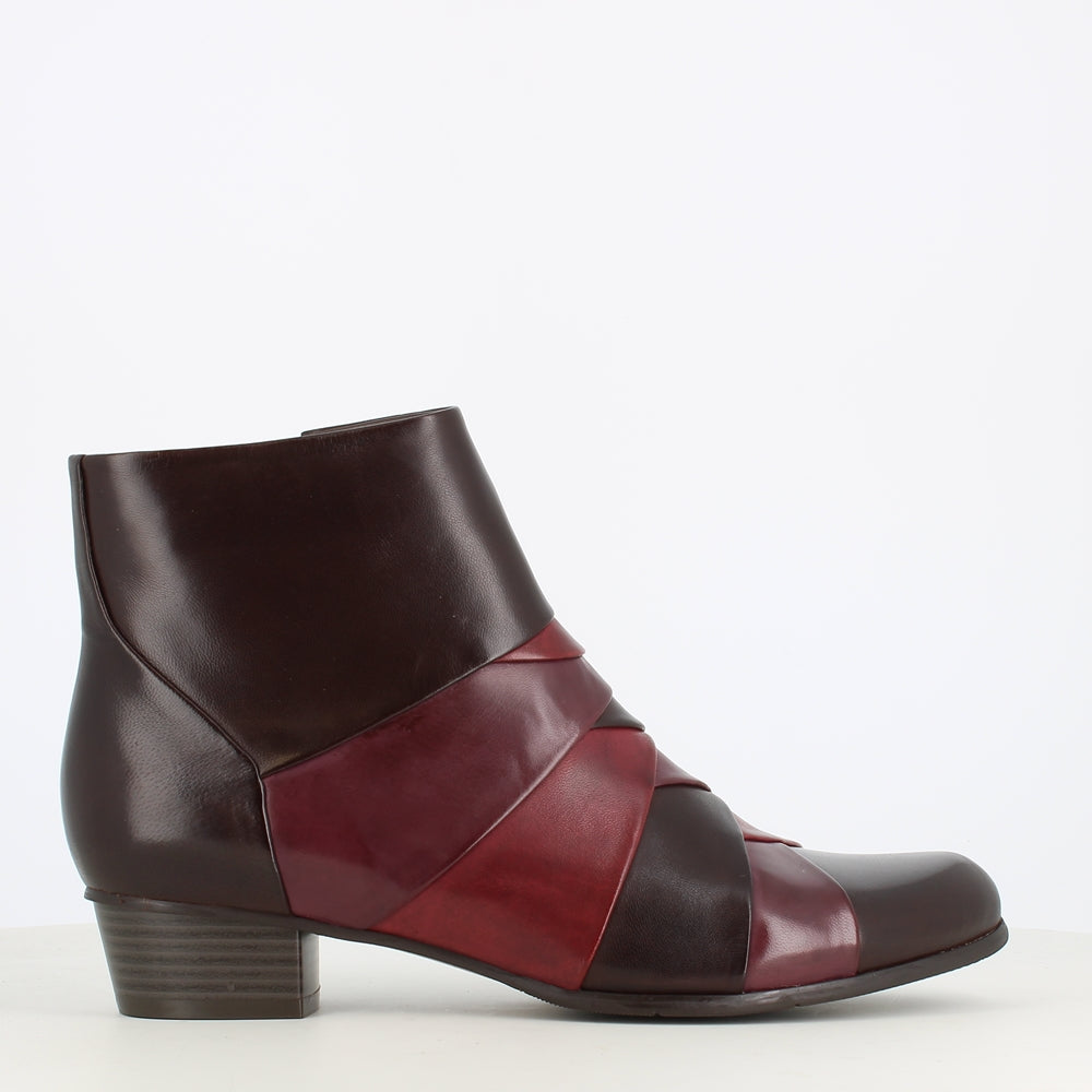 Regarde Le Ciel Stefany Ankle Boot Wine/Tan/Sangria