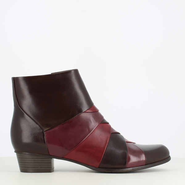 Regarde Le Ciel Stefany Ankle Boot Wine/Tan/Sangria