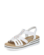 Rieker Low Wedge Sparkle Sandal White