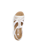 Rieker Low Wedge Sparkle Sandal White
