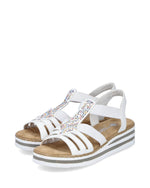 Rieker Low Wedge Sparkle Sandal White