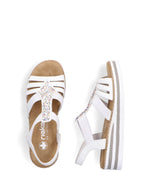 Rieker Low Wedge Sparkle Sandal White
