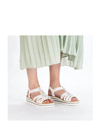Rieker Low Wedge Sparkle Sandal White