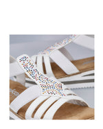 Rieker Low Wedge Sparkle Sandal White