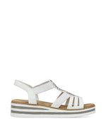 Rieker Low Wedge Sparkle Sandal White