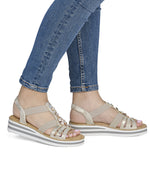 Rieker Flatform Sandal Crystal Shell