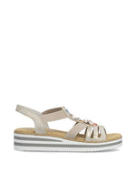 Rieker Flatform Sandal Crystal Shell
