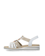 Rieker Shell Elasticated Sandals White/Beige
