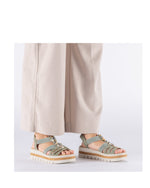 Rieker Low Wedge Elasicated Sandal Shell Moss