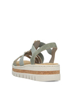 Rieker Low Wedge Elasicated Sandal Shell Moss