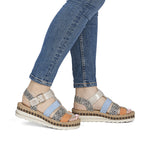 Rieker Wedge Gladiator Sandals Multi Leopard