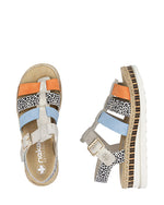 Rieker Wedge Gladiator Sandals Multi Leopard