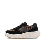 Rieker Sport Wedge Trainer Black Leopard Nut