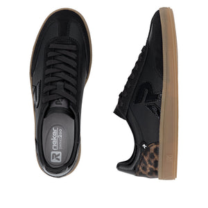 Rieker Classic Logo Trainer Black Antic Leopard