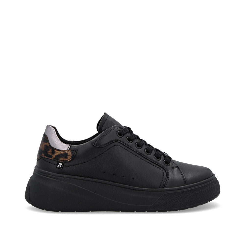 Rieker Laced Trainer Black Old Silver