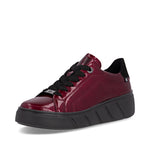 Rieker Sport Laced Wedge Trainer Cherry Patent