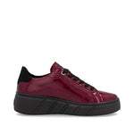 Rieker Sport Laced Wedge Trainer Cherry Patent