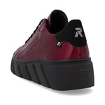 Rieker Sport Laced Wedge Trainer Cherry Patent