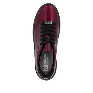 Rieker Sport Laced Wedge Trainer Cherry Patent