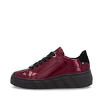 Rieker Sport Laced Wedge Trainer Cherry Patent