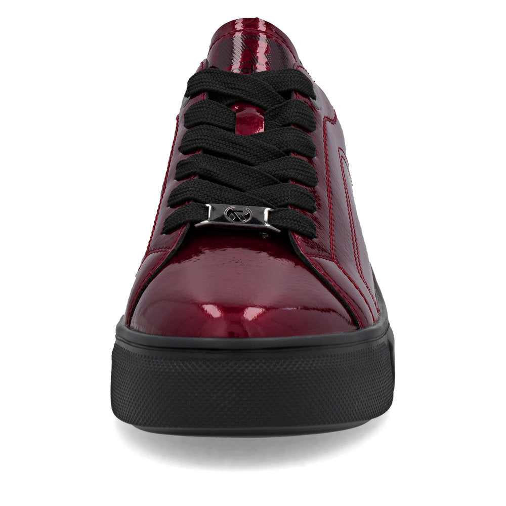 Rieker Sport Laced Wedge Trainer Cherry Patent