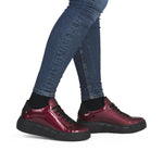 Rieker Sport Laced Wedge Trainer Cherry Patent
