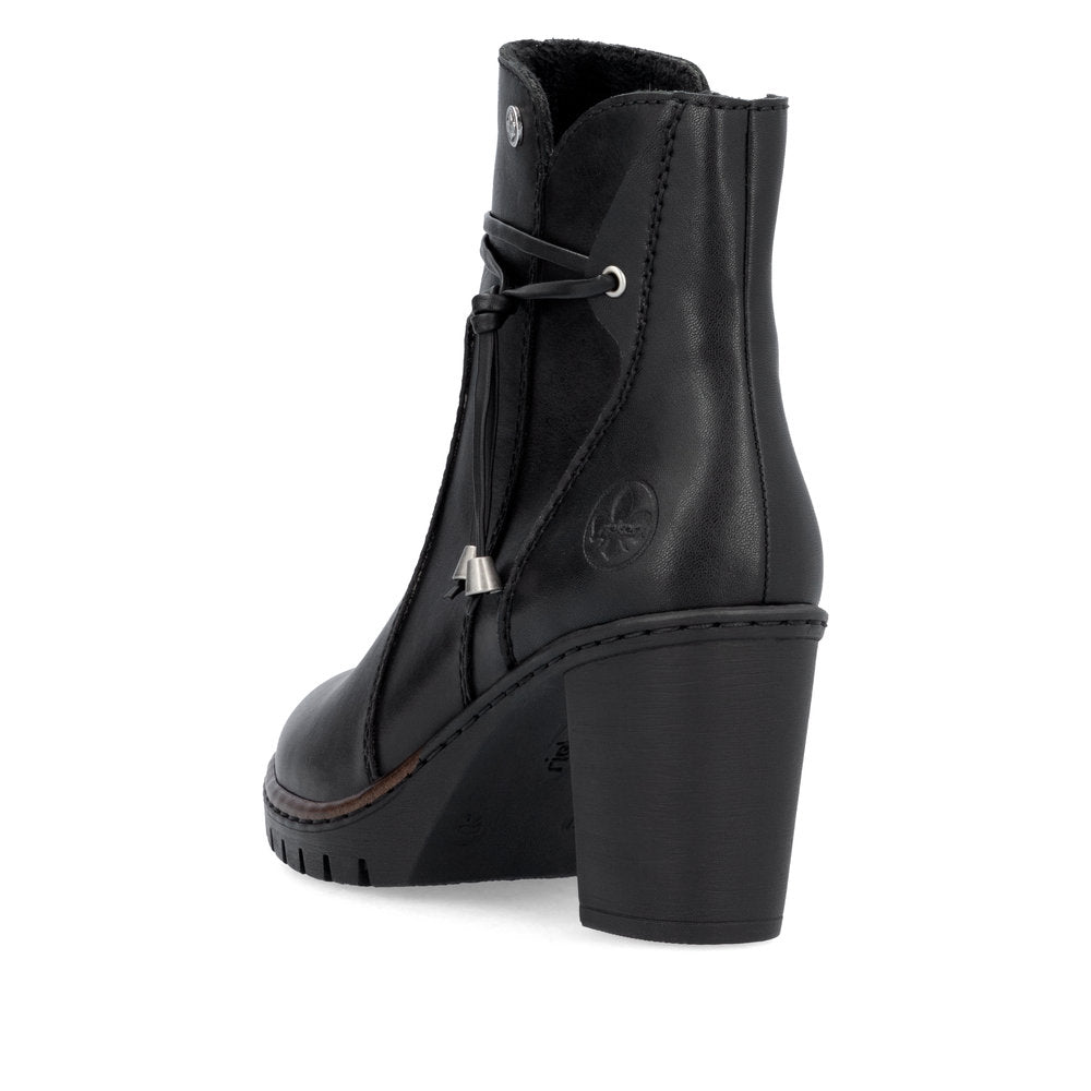 Rieker High Heel Platform Ankle Boot Black