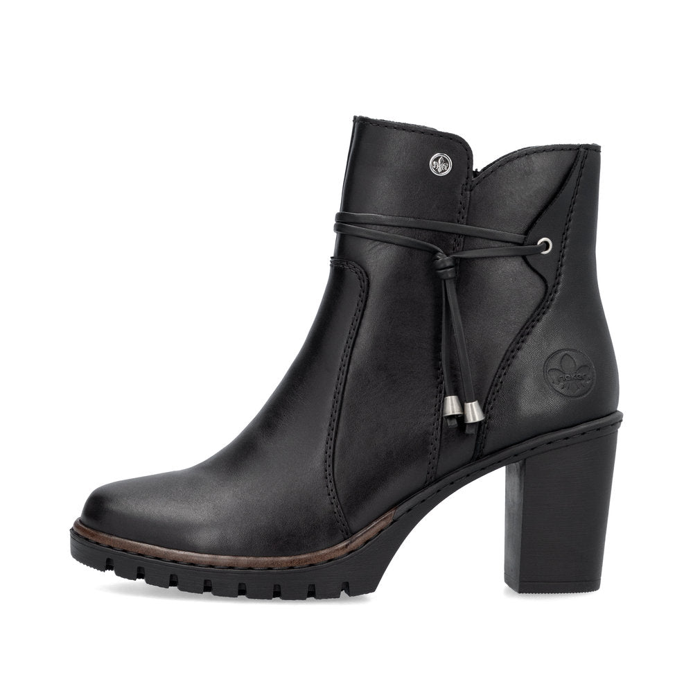 Rieker High Heel Platform Ankle Boot Black