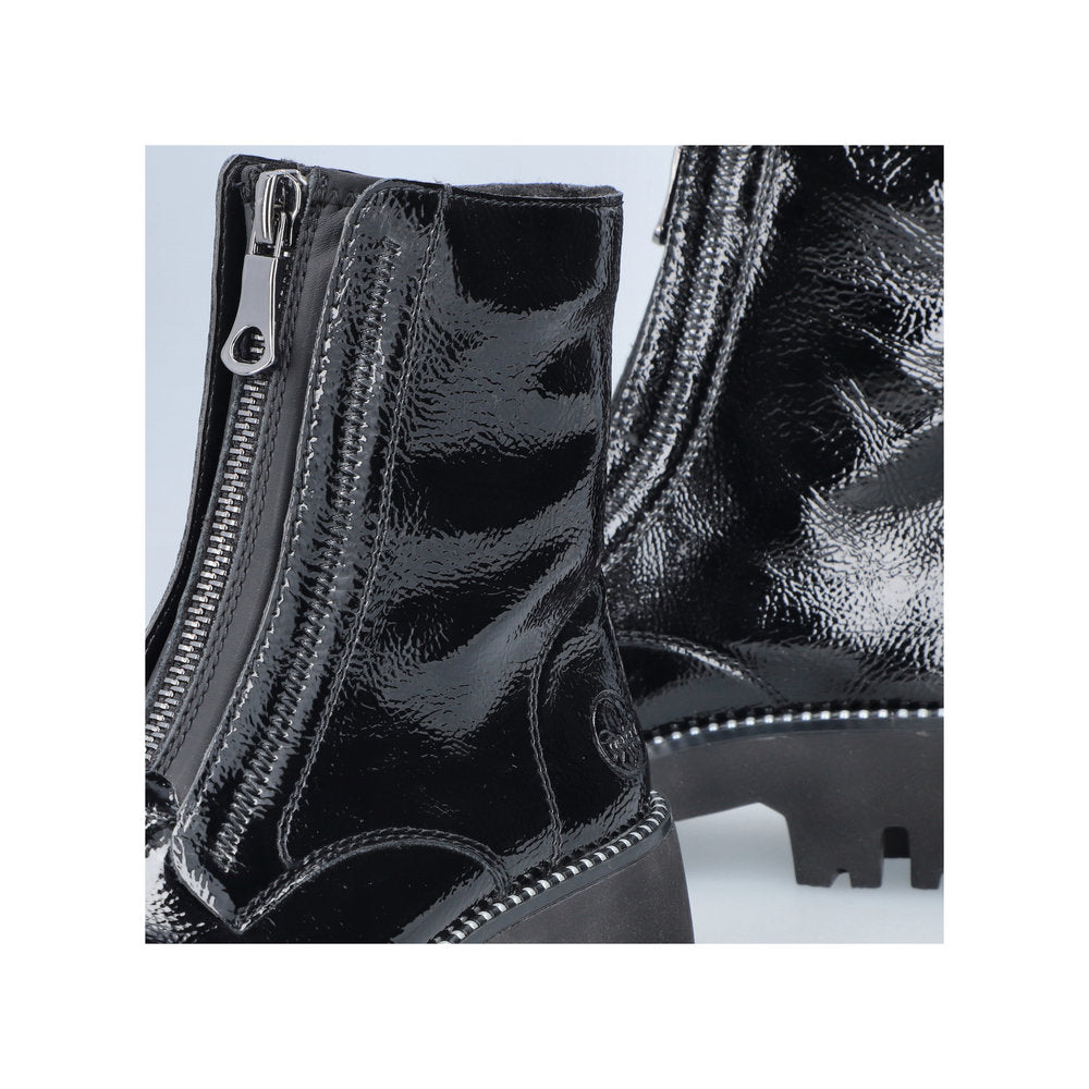 Black patent zip front boots online