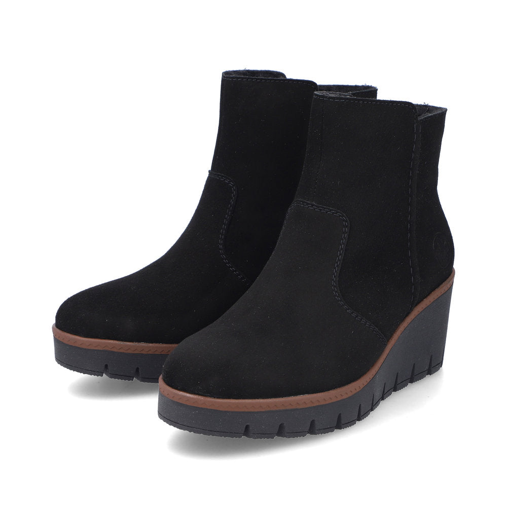 Rieker Wedge Ankle Boot Black