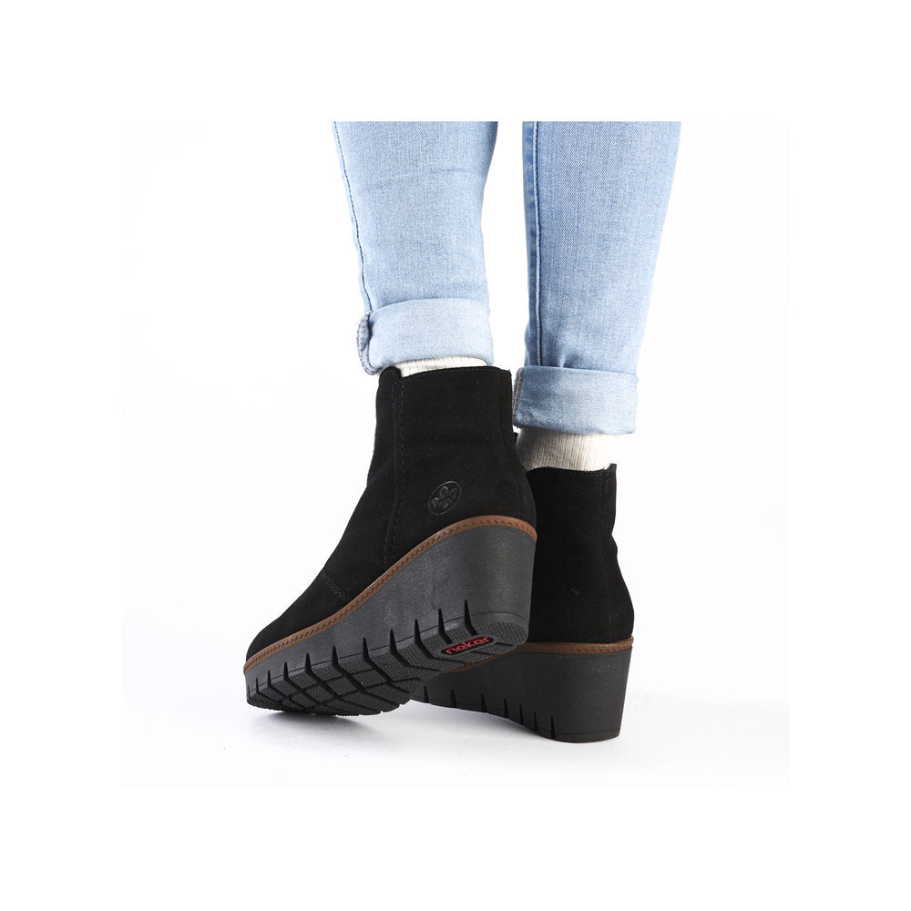 Rieker Wedge Ankle Boot Black