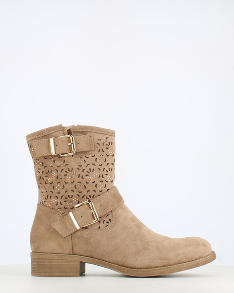 Cinders Edit Double Buckle Summer Boot Taupe