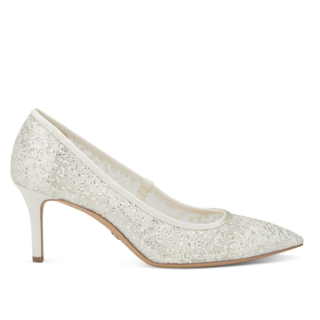 Tamaris Lace Court Shoe Ivory Glam