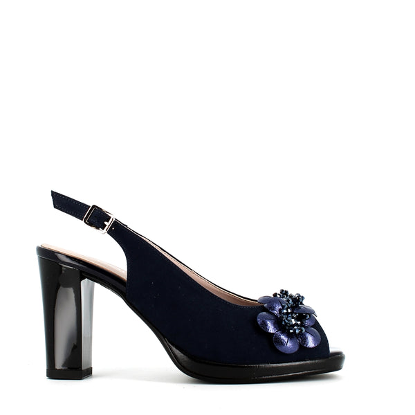 Comart Slingback with Flower Navy