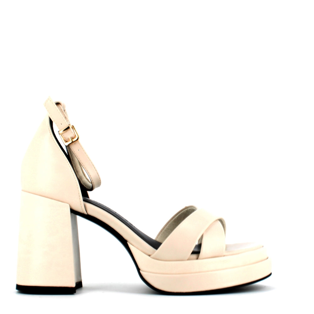 Marco Tozzi Block Heel Sandal with Ankle Strap Cream