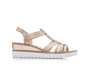 Rieker Strappy Wedge Sandal Rosa