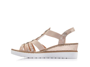 Rieker Strappy Wedge Sandal Rosa