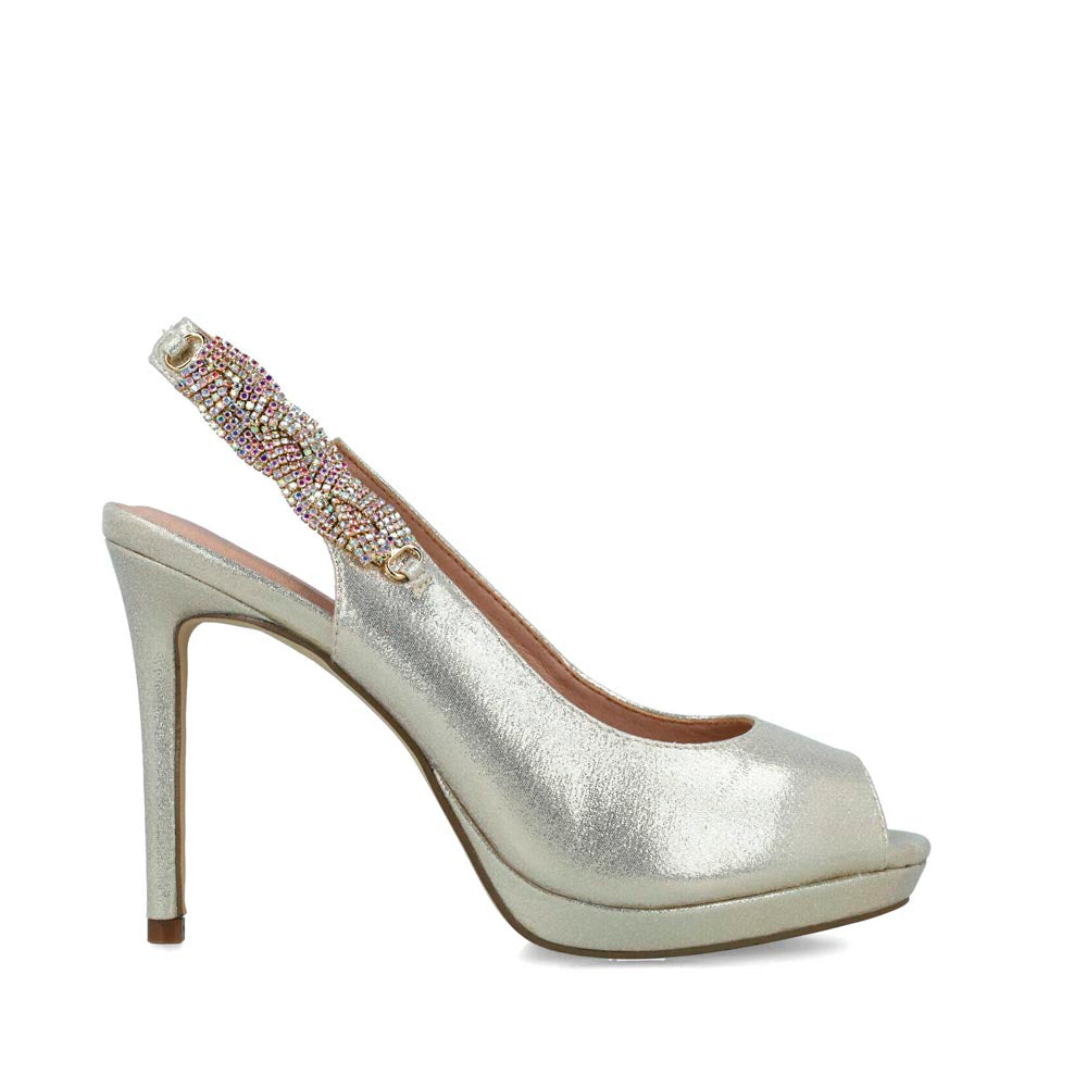 Menbur Occasion Open Toe Platform Platinum